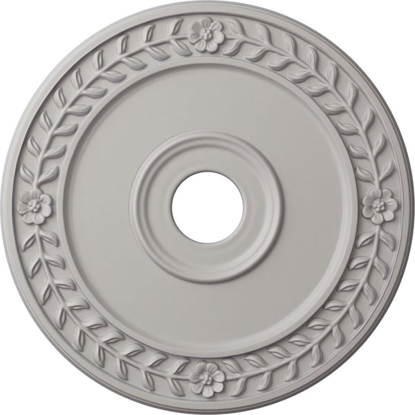 Ekena Millwork Wreath Ceiling Medallion (Fits Canopies up to 6"), 21 1/8"OD x 3 5/8"ID x 7/8"P, Ultra Pure White CM21WRUWF - main
